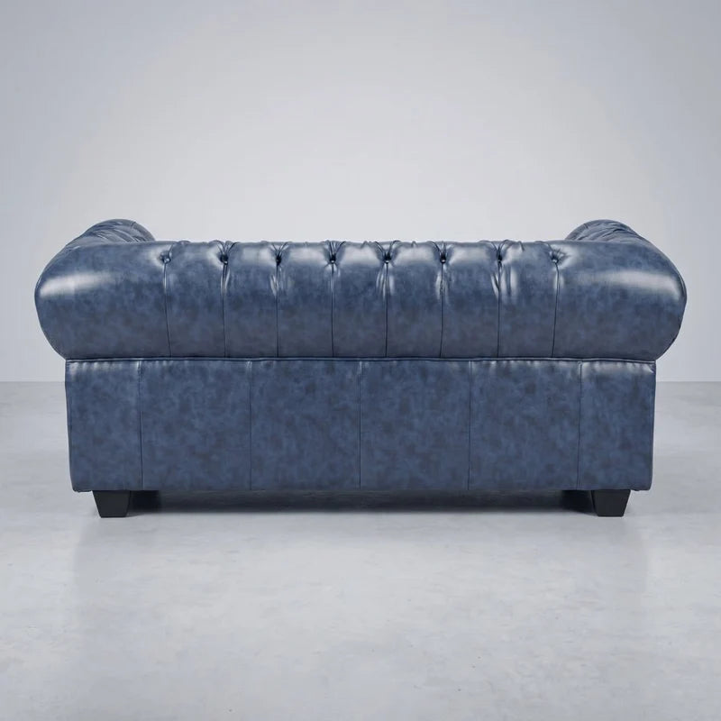 Chesterfield Blue Leather Antique 2+1 Seater Sofa Set - 2 Seater Sofa Side Profile - Furniture Instore