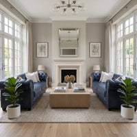 Chesterfield Blue Leather Antique Sofa Set for Living Room - Furniture Instore