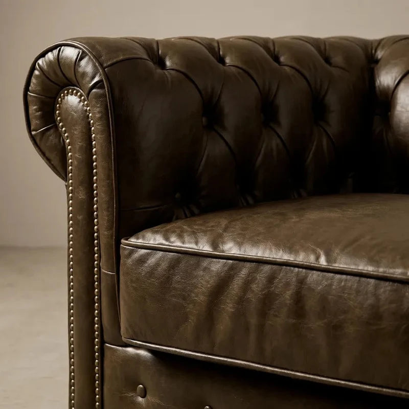 chesterfield-brown-leather-antique-3-seater-sofa-3-1-1-seater-sofa-set-living-room-cushions-padded-seating-durable-warm-tone-rich-patina-matching-british-furniture-view-front-side-close