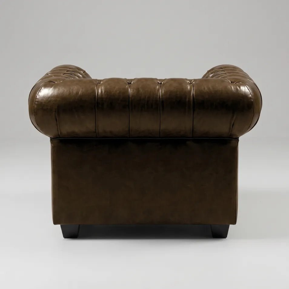Chesterfield Brown Leather Antique Armchair - view 6 - Furniture Instore
