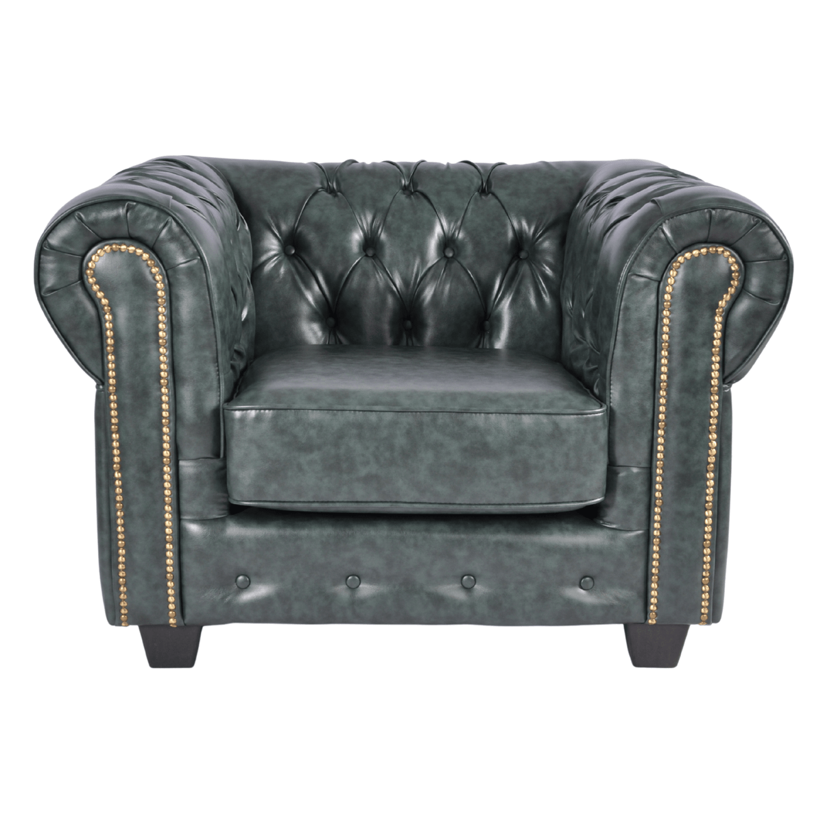 green-antique-leather-chesterfield-armchair