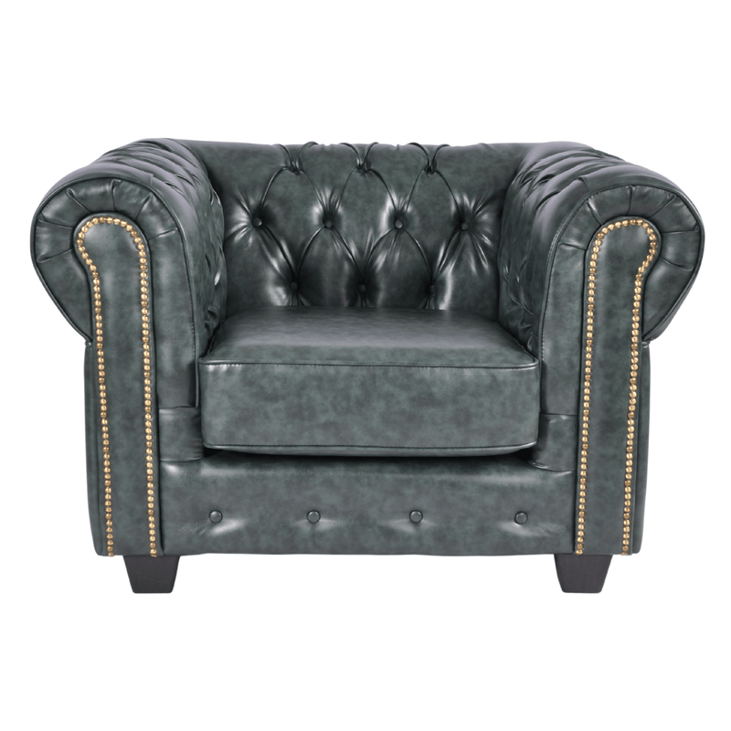 green-antique-leather-chesterfield-armchair
