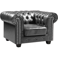 Chesterfield Grey Leather Antique Armchair