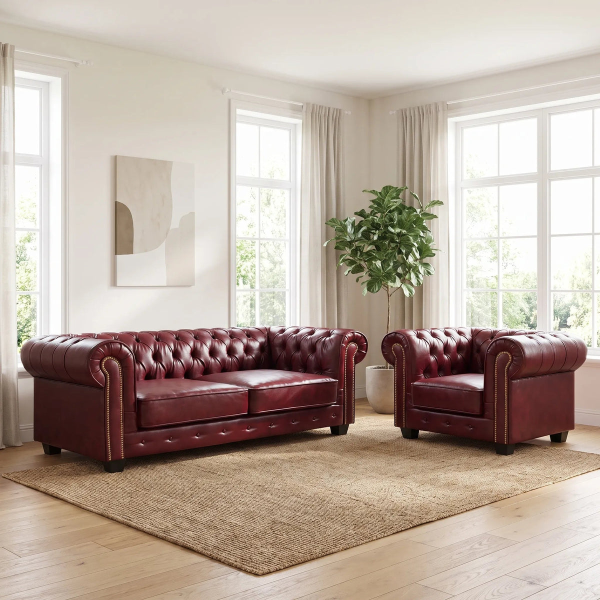 chesterfield-red-leather-antique-3-1-seater-sofa-set