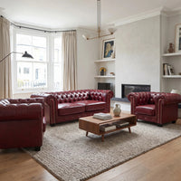 Chesterfield Red Leather Antique 3+1+1 Seater Sofa Set - view 3 - Furniture Instore