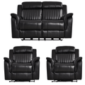 Cidliano Genuine Leather Black Electric Recliner 2+1+1 Seater Sofa Set
