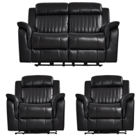Cidliano Genuine Leather Black Electric Recliner 2+1+1 Seater Sofa Set