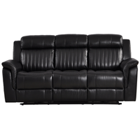 Cidliano Genuine Leather Black Electric Recliner 3 Seater Sofa
