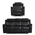 Cidliano Genuine Leather Black Electric Recliner 3+1 Seater Sofa Set