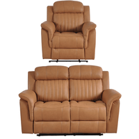 Cidliano Genuine Leather Caramel Electric Recliner 2+1 Seater Sofa Set