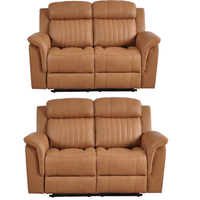 Cidliano Genuine Leather Caramel Electric Recliner 2+2 Seater Sofa Set