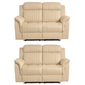 Cidliano Genuine Leather Cream Electric Recliner 2+2 Seater Sofa Set