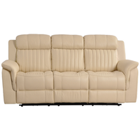 Cidliano Genuine Leather Cream Electric Recliner 3 Seater Sofa