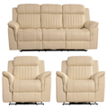 Cidliano Genuine Leather Cream Electric Recliner 3+1+1 Seater Sofa Set