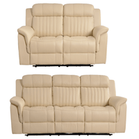 Cidliano Genuine Leather Cream Electric Recliner 3+2 Seater Sofa Set