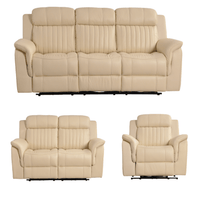 Cidliano Genuine Leather Cream Electric Recliner 3+2+1 Seater Sofa Set