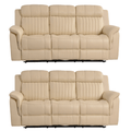 Cidliano Genuine Leather Cream Electric Recliner 3+3 Seater Sofa Set