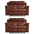Cidliano Genuine Leather Tan Electric Recliner 2+2 Seater Sofa Set