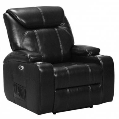 Cinema Black Electric Leather Recliner Armchair With Two Cup Holders