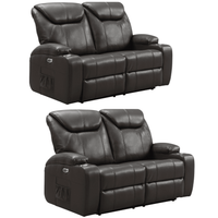 Cinema Grey Electric 2+2 Seater Leather Recliner Sofa Set