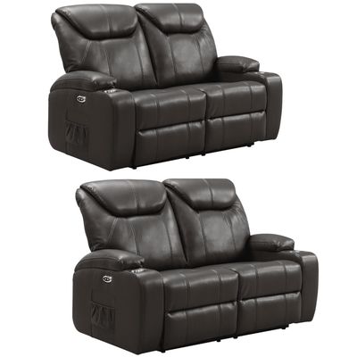 Cinema Grey Electric 2+2 Seater Leather Recliner Sofa Set