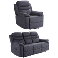 Conway Grey Fabric Manual Recliner 3+1 Seater Sofa Set