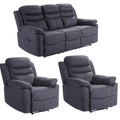 Conway Grey Fabric Manual Recliner 3+1+1 Seater Sofa Set