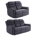 Conway Grey Fabric Manual Recliner 3+2 Seater Sofa Set