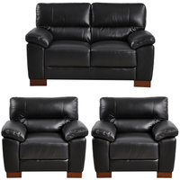 Dalmore Genuine Leather Black 2+1+1 Seater Sofa Set