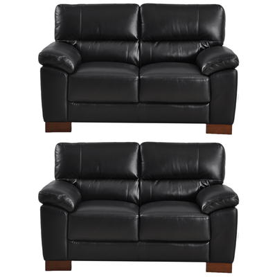 Dalmore Genuine Leather Black 2+2 Seater Sofa Set
