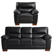 Dalmore Genuine Leather Black 3+1 Seater Sofa Set