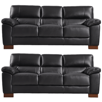 Dalmore Genuine Leather Black 3+3 Seater Sofa Set