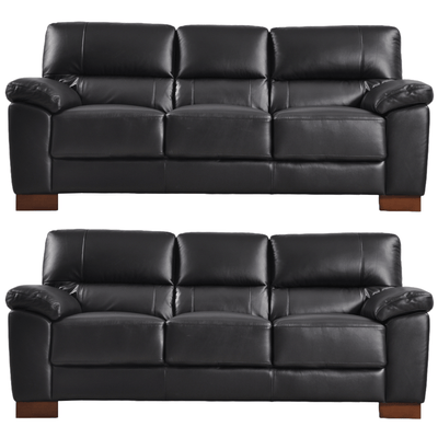 Dalmore Genuine Leather Black 3+3 Seater Sofa Set