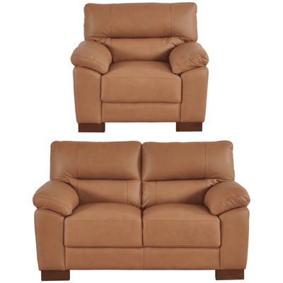 Dalmore Genuine Leather Caramel 2+1 Seater Sofa Set