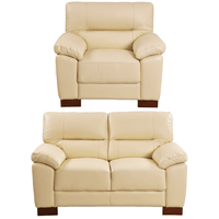 Dalmore Genuine Leather Cream 2+1 Seater Sofa Set
