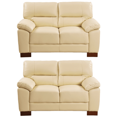 Dalmore Genuine Leather Cream 2+2 Seater Sofa Set