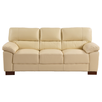 Dalmore Genuine Leather Cream 3 Seater Sofa