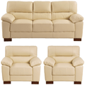 Dalmore Genuine Leather Cream 3+1+1 Seater Sofa Set
