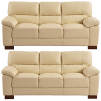 Dalmore Genuine Leather Cream 3+3 Seater Sofa Set