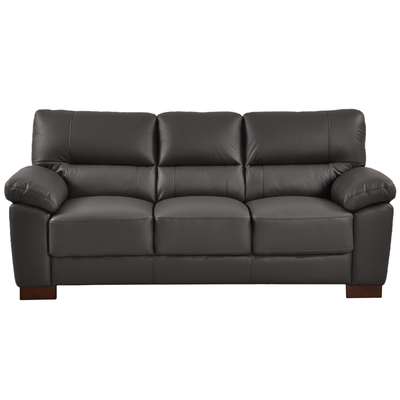 Dalmore Genuine Leather Grey 3 Seater Sofa