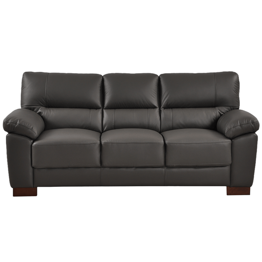Dalmore Genuine Leather Grey 3 Seater Sofa