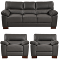 Dalmore Genuine Leather Grey 3+1+1 Seater Sofa Set
