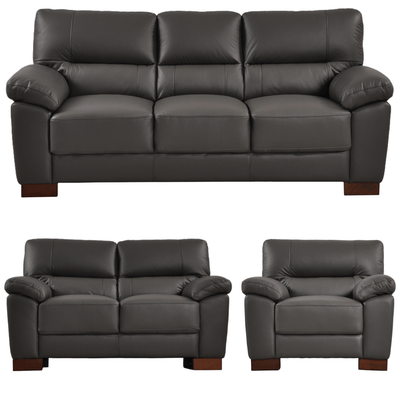 Dalmore Genuine Leather Grey 3+2+1 Seater Sofa Set