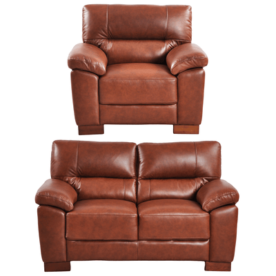 Dalmore Genuine Leather Tan 2+1 Seater Sofa Set