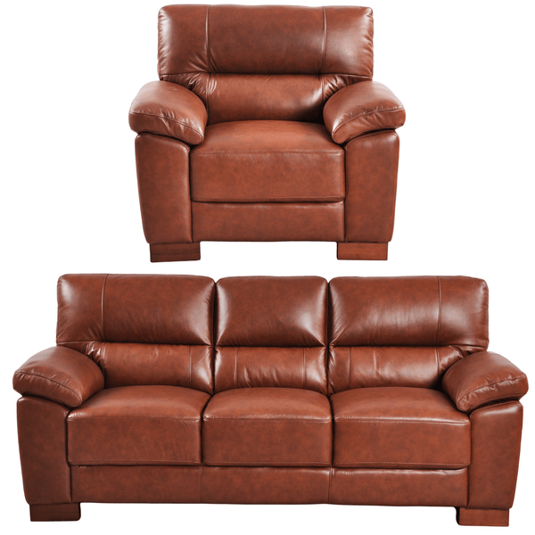 Dalmore Genuine Leather Tan 3+1 Seater Sofa Set