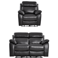 Dandrea Genuine Leather Black Electric Recliner 2+1 Seater Sofa Set