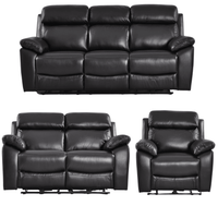 Dandrea Black Genuine Leather Electric Recliner 3+2+1 Seater Sofa Set