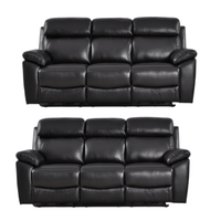 Dandrea Genuine Leather Black Electric Recliner 3+3 Seater Sofa Set