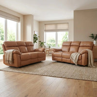 Dandrea Genuine Leather Caramel Electric Power Recliner 3+3 Seater Sofa Set - Furniture Instore