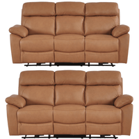 Dandrea Genuine Leather Caramel Electric Recliner 3+3 Seater Sofa Set